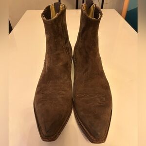 R. Soles Brown Suede Point-Toe Boots